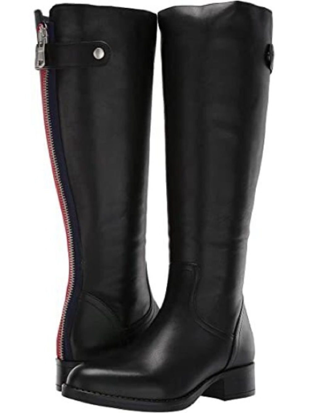 Steve Madden Journal Black Leather Back Zip Riding Boot